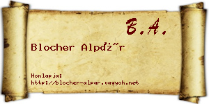 Blocher Alpár névjegykártya